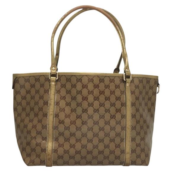 GUCCI GG Crystal Tote Bag Coated Canvas Beige Gold - Picture 3 of 12